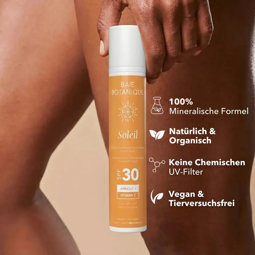 Vitamin C Bio-Mineral-Sonnenschutz SPF 30 für Gesicht und Körper Sunscreen Baie Botanique EU | Organic and Vegan Skincare 