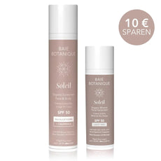 Sonnenschutz Basis Bundel Sunscreen Baie Botanique EU | Organic and Vegan Skincare Sonnenschutz für Gesicht und Körper 110g + Gesichts-Sonnenschutz GETÖNT 70g 