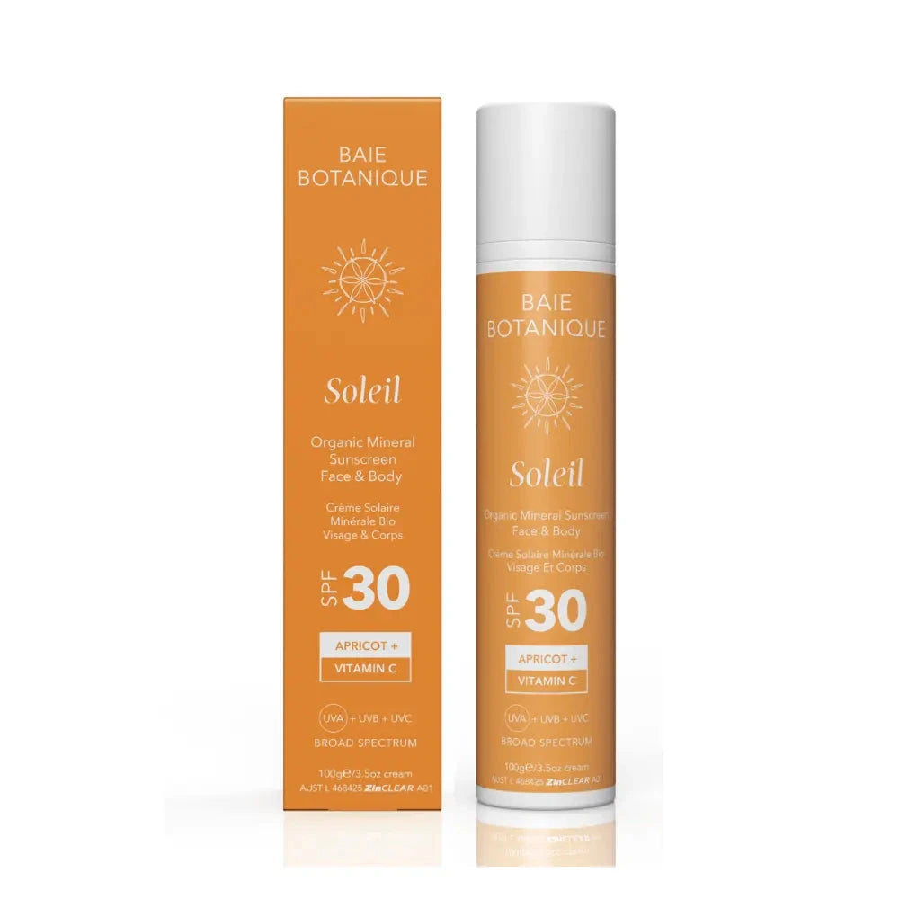 Vitamin C Bio-Mineral-Sonnenschutz SPF 30 für Gesicht und Körper Sunscreen Baie Botanique EU | Organic and Vegan Skincare 100g 